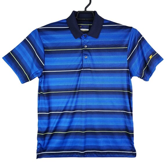 Men's Jack Nicklaus Staydri Blue Striped Polo Shirt Short Sleeve Size M - Picture 1 of 10